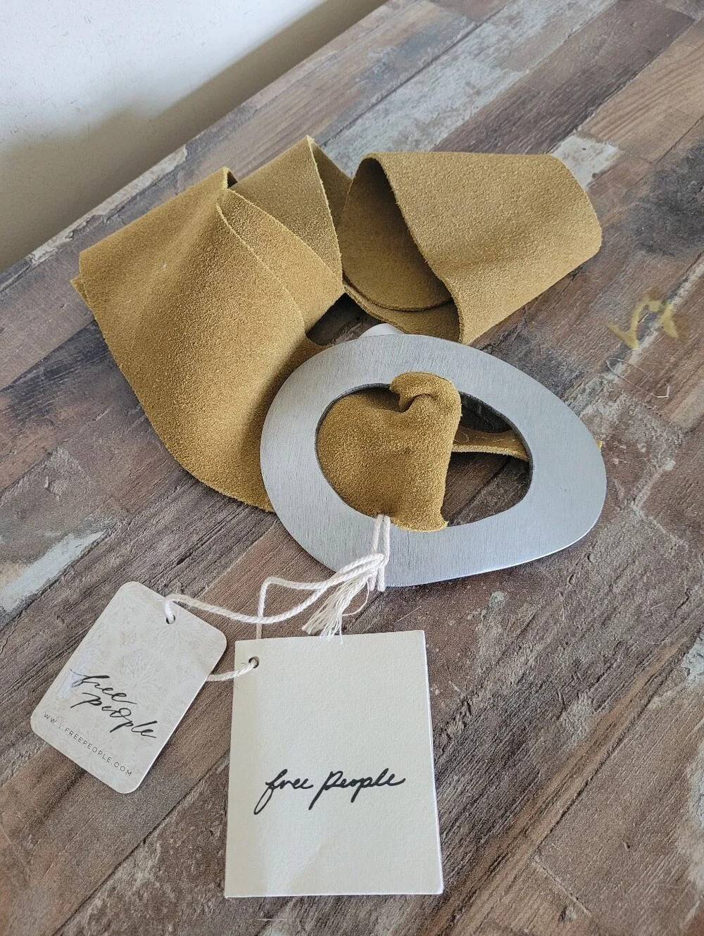 Free People Telessa Suede Mustard Buckle Belt